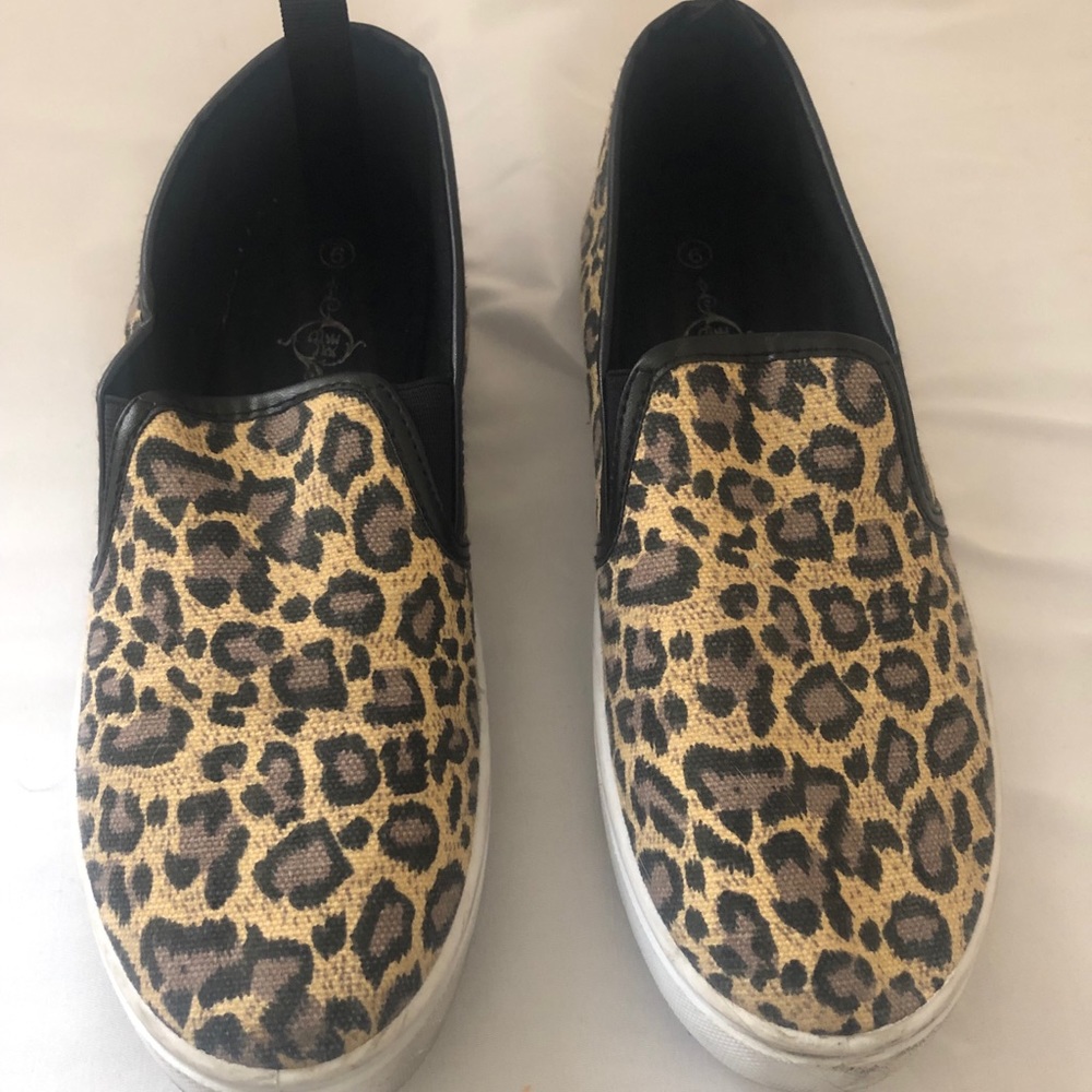 Leopard print slip ons